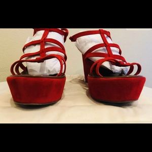 J Crew Size 11 Beautiful Red Suede Wedges.